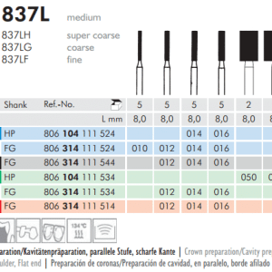 Meisinger Diamond Cylinder 837LH FG Super Coarse