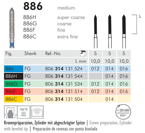 Mesinger Diamond Cylinder Pointed 886 FG Medium