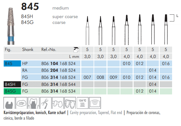 Mesinger Diamond Tapered Flat End 845 RA 014 Medium L 4.0mm