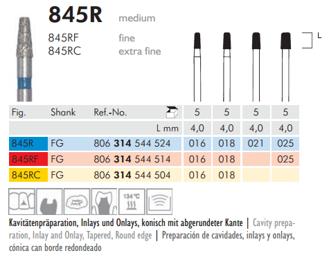 Meisinger Diamond Tapered Round Edge 845RC FG Extra Fine