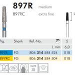 Meisinger Diamond Tapered Round End 897R FG 018 Medium L 6.0mm