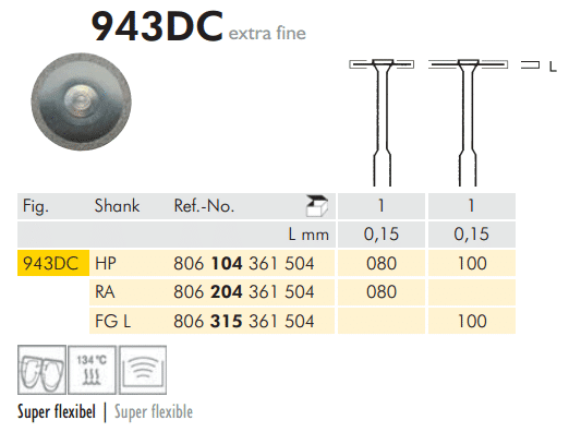 Diamond Coated Osteotomy Saws HP 943DC L 0.15mm Extra Fine