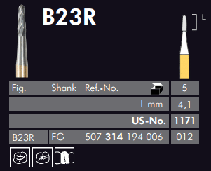 Meisinger Black Cobra Tungsten Carbide Bur B23R FG 012 L 4.1