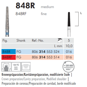 Meisinger Diamond Tapered Round Edge 848R FG 016 Medium L 10.0mm
