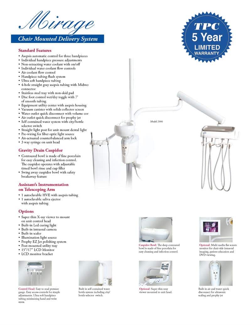 TPC Mirage Chair Mounted Delivery System With Asst. Package #2015