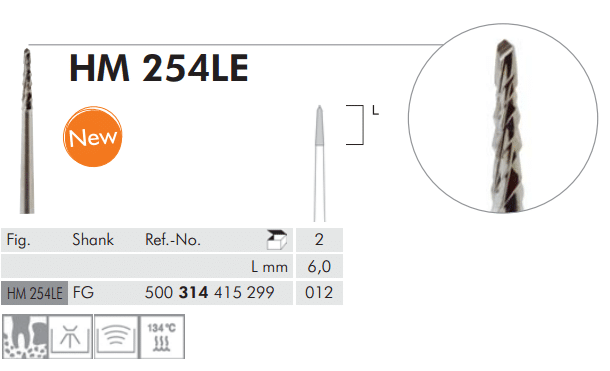 Meisinger Surgical Cutters of Tungsten Carbide HM254LE FG 012
