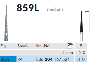 Meisinger Abrasives Diamond Coated 859L RA 010 L12.0 Medium