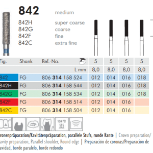 Meisinger Diamond Cylinder Round Edge 842G FG Coarse