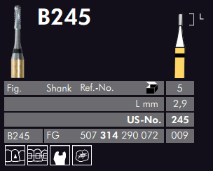 Meisinger Black Cobra Tungsten Carbide Bur B245 FG 009 L 2.9mm