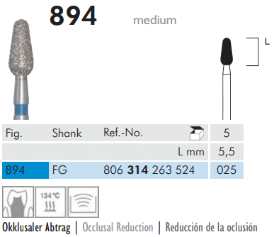 Meisinger Diamond Bud Round End 894 FG 025 Medium L 5.5mm