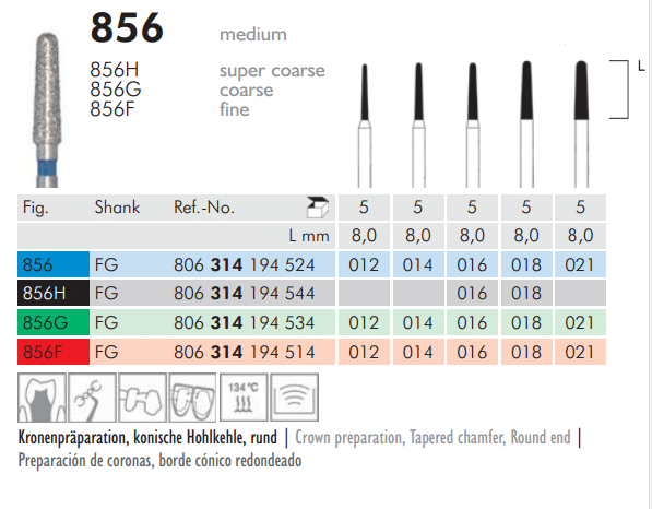 Meisinger Diamond Tapered Round End 856H FG Super Coarse