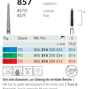 Meisinger Diamond Tapered Round End 857G FG 014 Coarse L 10.0mm