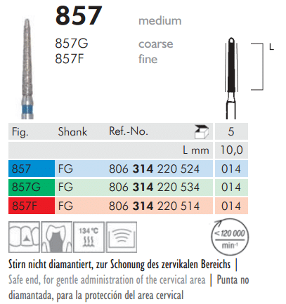 Meisinger Diamond Tapered Round End 857G FG 014 Coarse L 10.0mm