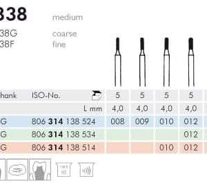 Meisinger Diamond Cylinder Round End 838G FG Coarse