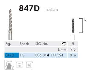 Meisinger CE Diamond 847D FG 016 Medium L 9.5mm