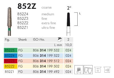 Meisinger Diamond 852Z3 FG 024 Fine L 10.0mm