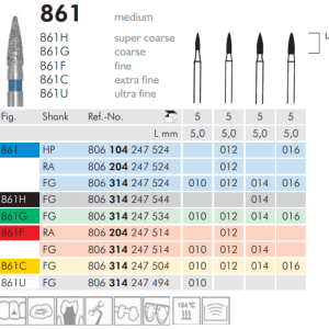 Meisinger Diamond Flame 861H FG 014 Super Coarse L 5.0mm