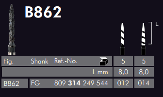 Meisinger Germany Black Cobra Diamond Bur # B862 - FG