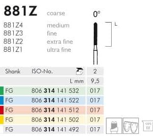 Meisinger Diamond 881Z5 FG 017 Coarse L 9.5mm