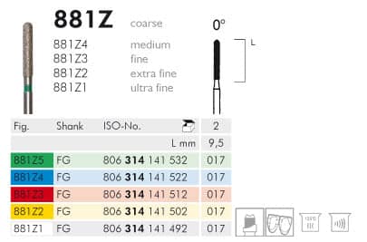Meisinger Diamond 881Z4 FG 017 Medium L 9.5mm