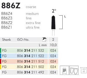 Meisinger Diamond 886Z2 FG 024 Extra Fine L 10.0mm