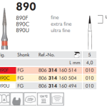Meisinger Diamond Tapered Point Needle 890LF 008 FG Fine L 3.0