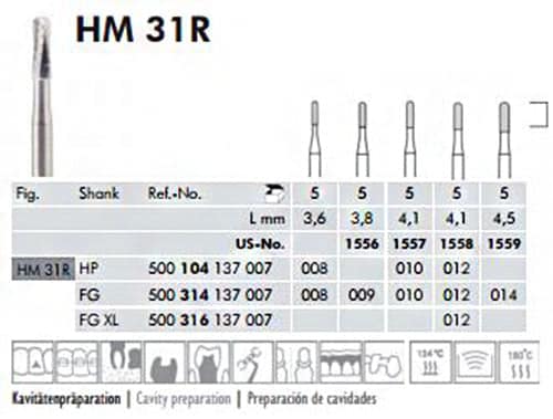 Meisinger Tungsten Carbide Burs, All Shanks & Sizes, 5/pk #HM1