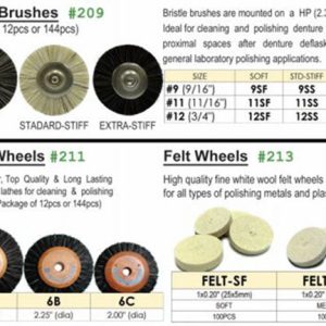 Meta Dental Corp Bristle Brush, Brush Wheels, Felt Wheels, All Types & Sizes #209