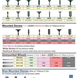 Meta Dental Corp Mounted Stones & Points, All Types, Colors & Sizes #009