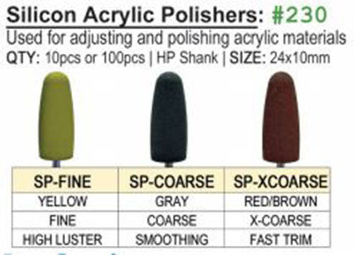 Meta Dental Corp Silicon Acrylic Polishers, All Types & Sizes 10/pk #230