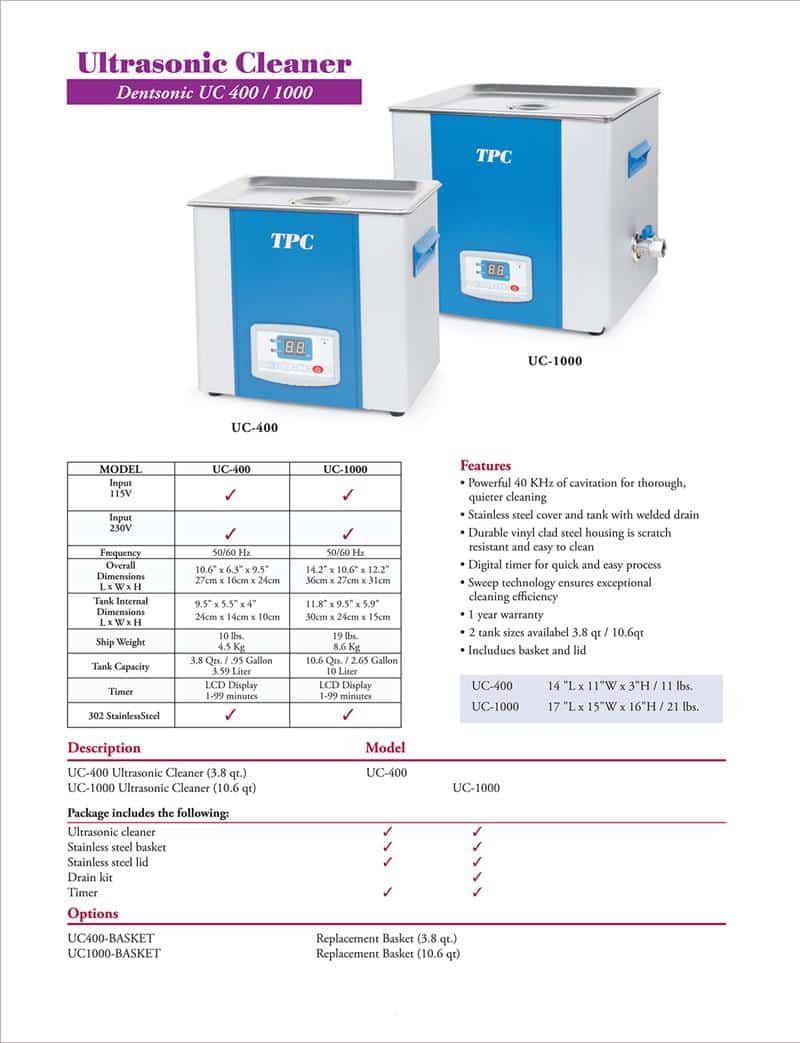 TPC Ultrasonic Cleaner 10qt #UC-1000