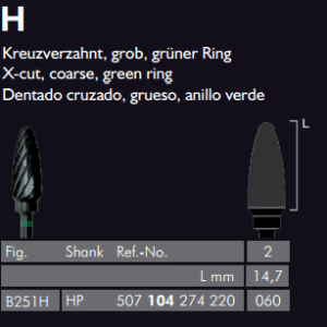 Meisinger Black Cobra Tungsten Carbide Cutters Coarse B251H 060 HP L 14.7mm