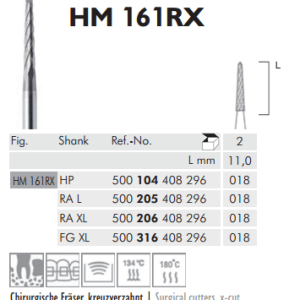 Meisinger Surgical Cutters of Tungsten Carbide HM161RX RA L 018