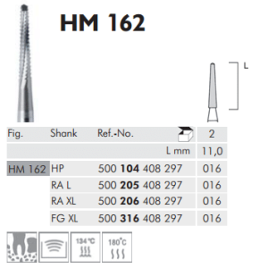 Meisinger Surgical Cutters of Tungsten Carbide HM162 RA XL 016