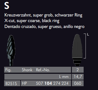 Meisinger Black Cobra Tungsten Carbide Cutters Super Coarse B251S HP 060 L 14.7mm