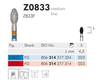 Meisinger Diamond Z0833 FG 023 Medium L 4.2mm