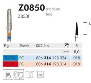 Meisinger Diamond Z0850 FG 018 Medium L 8.0mm