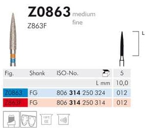 Meisinger Diamond Z0863 FG 012 Medium L 10.0mm