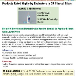 MARK3 Temporary Crown & Bridge A2 10:1  50ml. Cartridge (75gm.) & 10 Tips